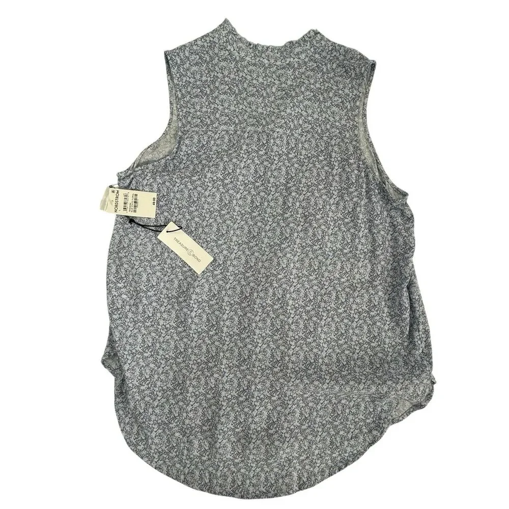 NEW Treasure & Bond Popover Sleeveless Top Large Lavender Nordstrom Split Neck - Picture 3 of 11